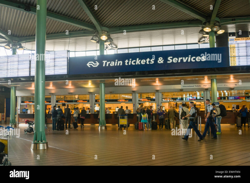 Schiphol Airport Amsterdam train ticket booth